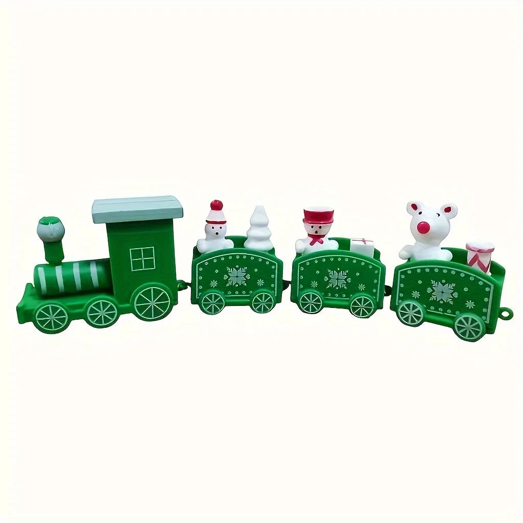 4‑Piece Christmas Plastic Train Ornament Set – Xmas Home Decoration & Kids Gift