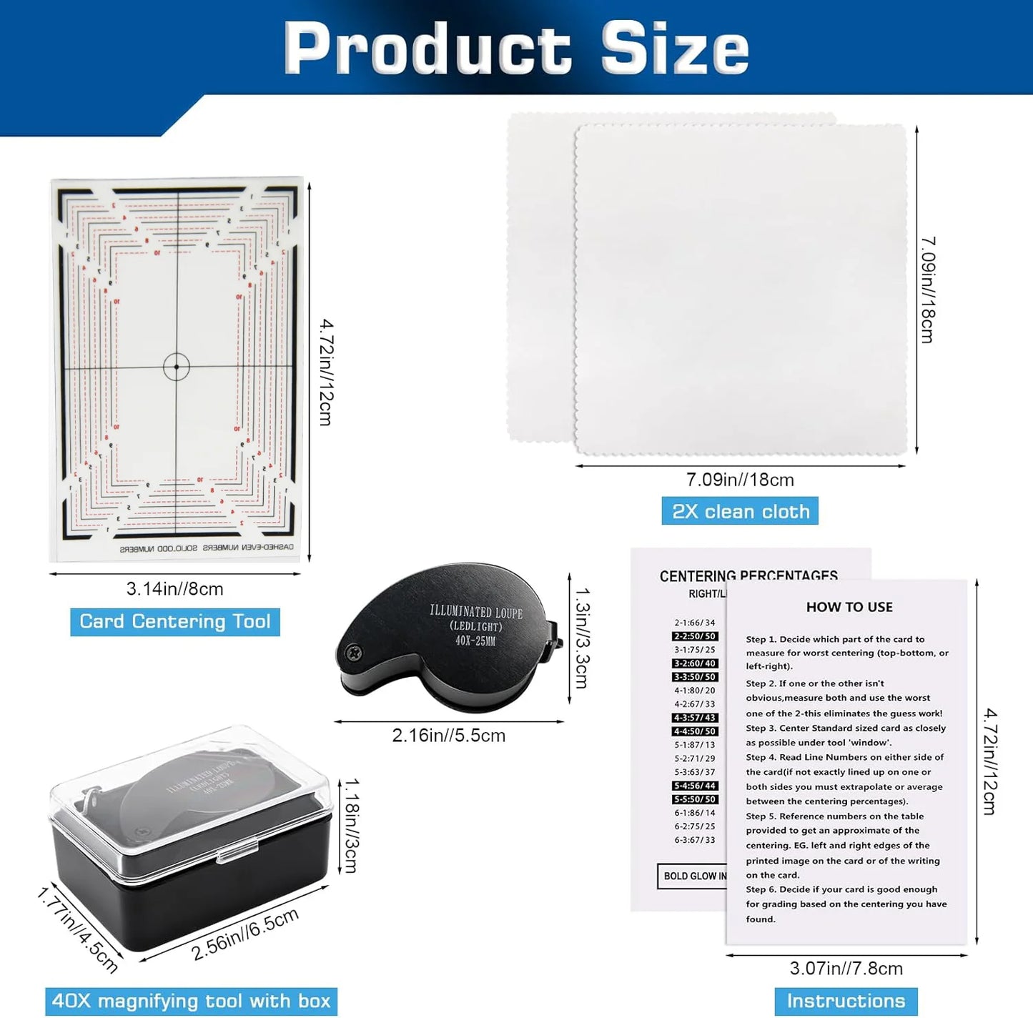 2 Sets Collectible Card Grading Centering Tool Kit