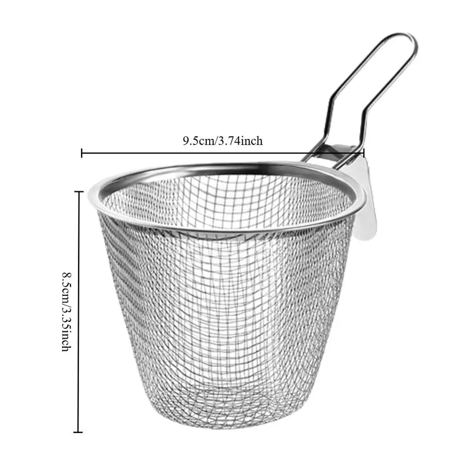 Stainless Steel Blanching Strainer – Mesh Spaghetti / Pasta Cooker Utensil with Long Handle