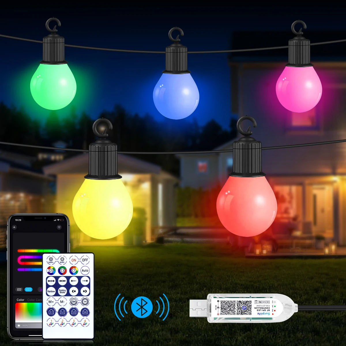 Outdoor LED String Light – USB 5V Waterproof APP-Control Fairy Lights for Camping, Garden, Patio & Christmas Decor