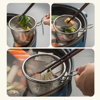 Stainless Steel Blanching Strainer – Mesh Spaghetti / Pasta Cooker Utensil with Long Handle