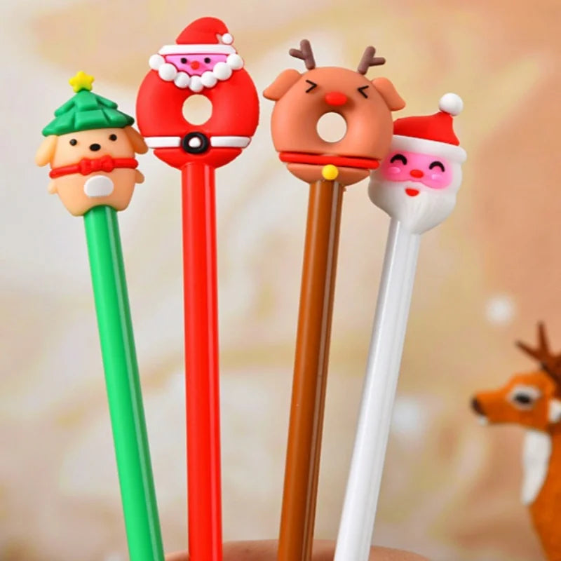 12pcs Kawaii Christmas Gel Pens 0.5mm Black Ink Cute Holiday Stationery Gift