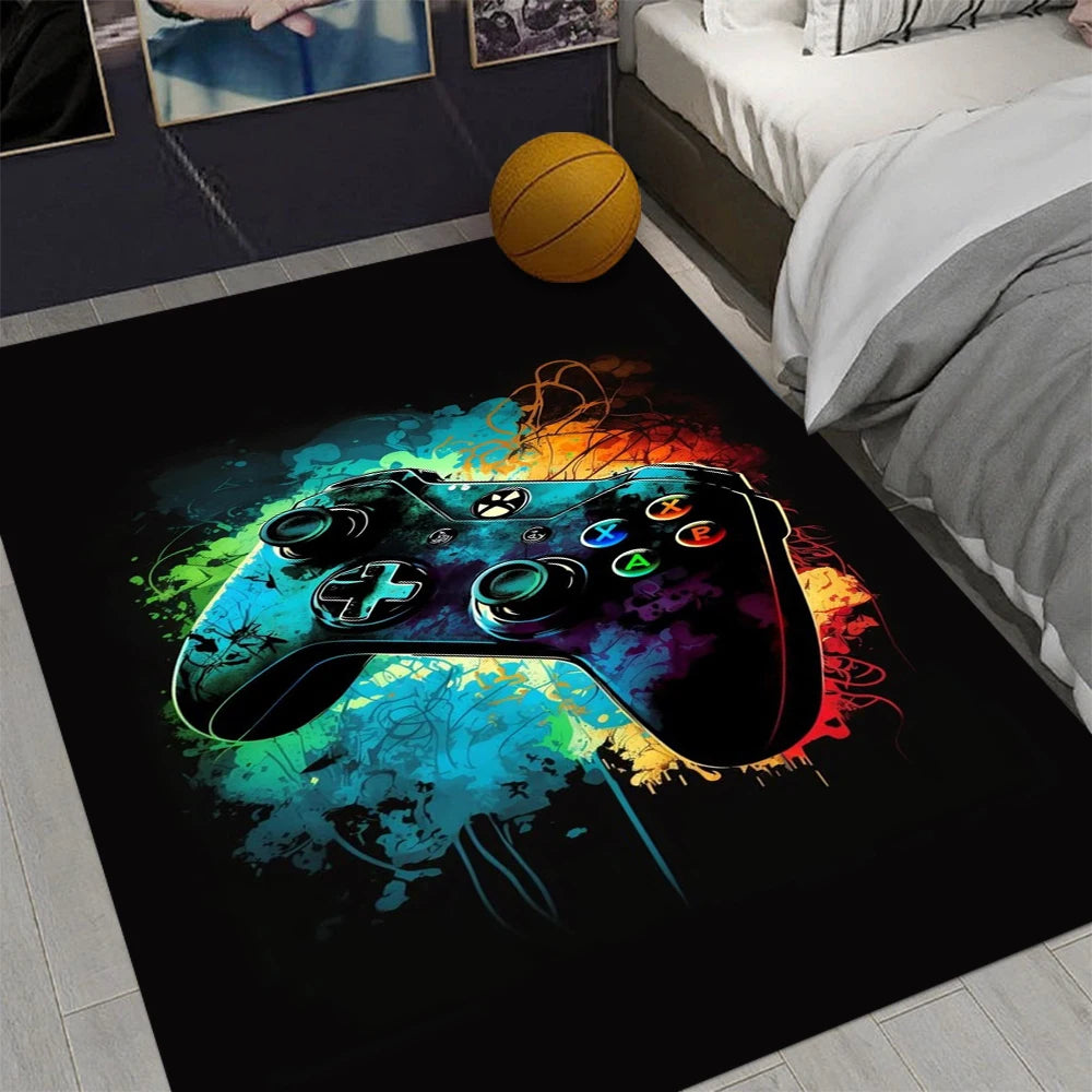 Modern Gaming Arcade Design Non-Slip Area Rug Rectangle Washable Home Carpet