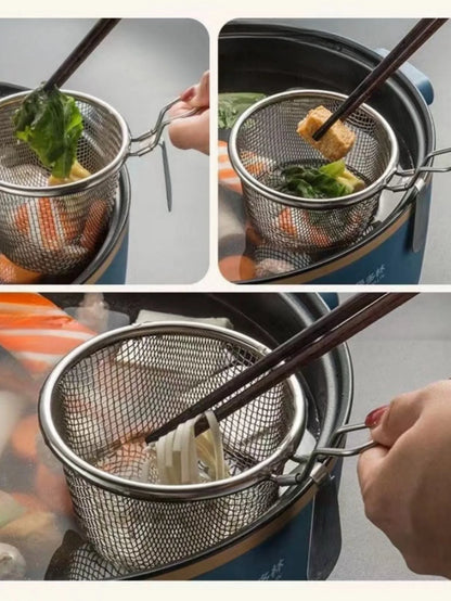 Stainless Steel Blanching Strainer – Mesh Spaghetti / Pasta Cooker Utensil with Long Handle