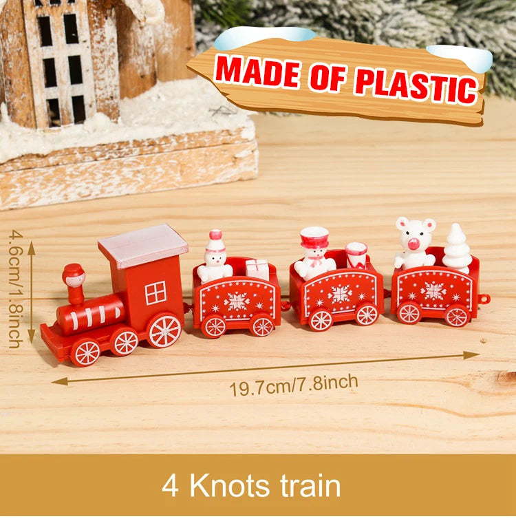 Christmas Wooden Train Set Holiday Decoration Santa Snowman Kids Gift Toy