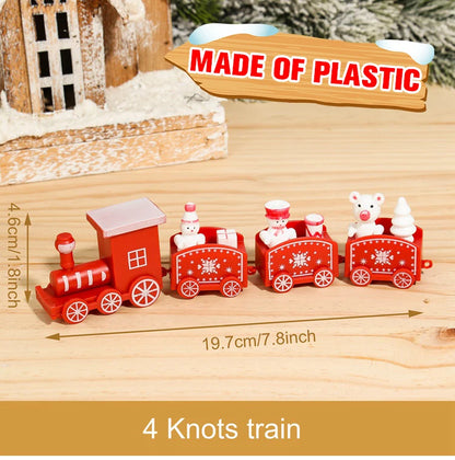 Christmas Wooden Train Set Holiday Decoration Santa Snowman Kids Gift Toy