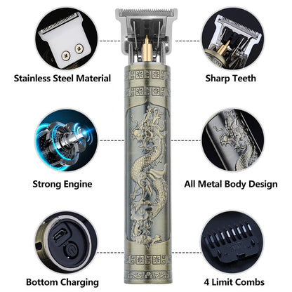 Rechargeable Electric Shaver Retro Haircutting Set Trimmer Men's Aluminum Single Blade