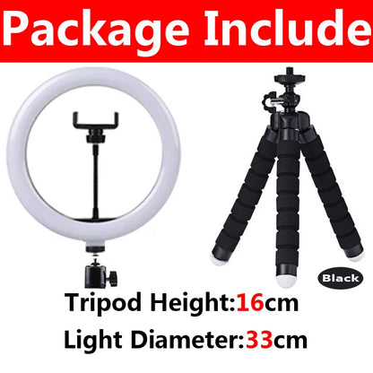LED Selfie Ring Light with Mini Tripod & Remote | Round Dimmable Fill Lamp for TikTok, Makeup & Live Video