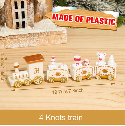 Christmas Wooden Train Set Holiday Decoration Santa Snowman Kids Gift Toy