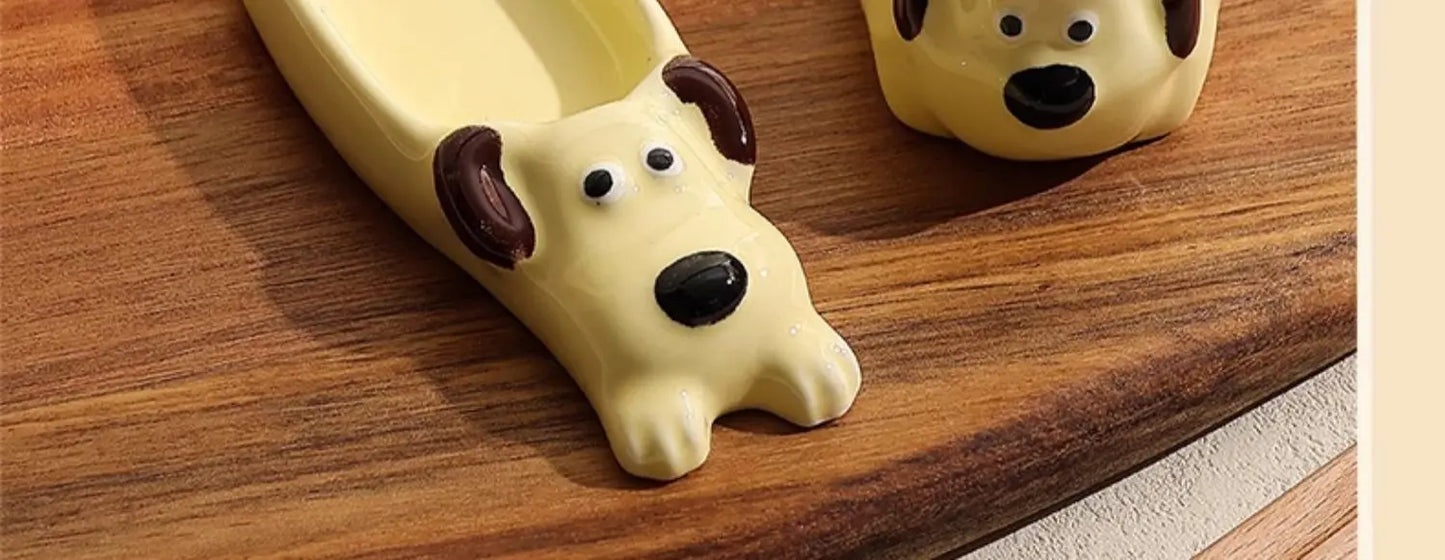 Cute Pet Cartoon Ceramic Gravy Boat – Japanese Style Rabbit & Dog Porcelain Dish