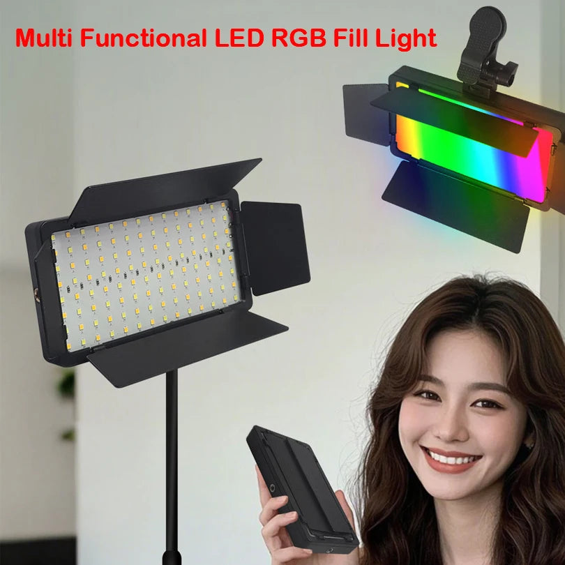 RGB LED Photo Light Portable Bi-Color 3200K-5600K Video Lamp with Built-in Battery