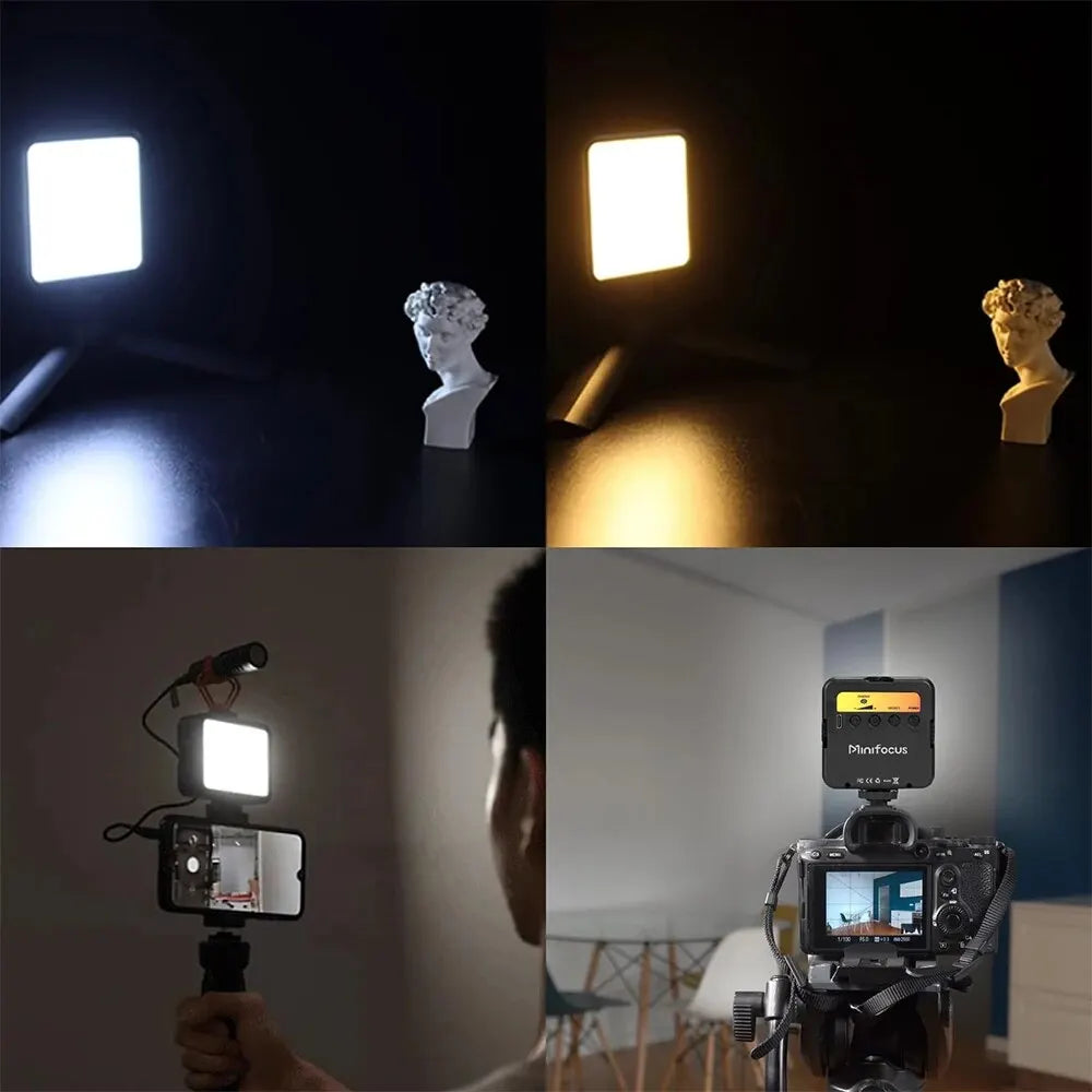 Mini LED Camera Video Light On-Camera Dimmable Vlogging Light with Cold Shoe Mounts