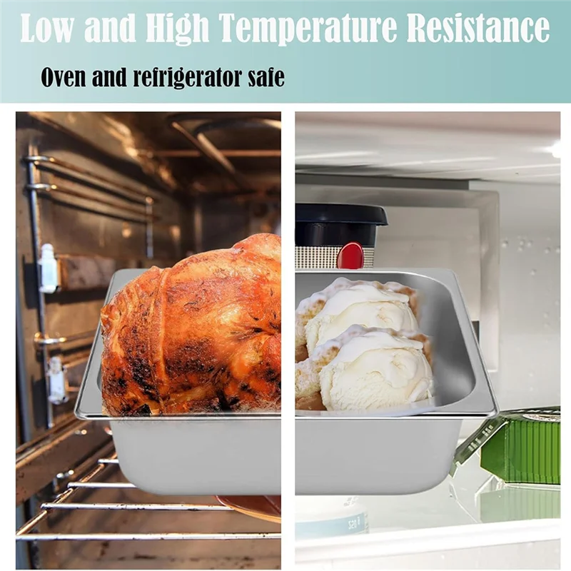 4-Pcs Half-Size Stainless Steel Steam Table Pans – 2.5 Inch Deep Catering Food Pan