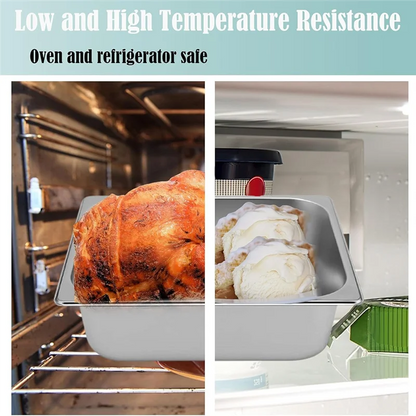 4-Pcs Half-Size Stainless Steel Steam Table Pans – 2.5 Inch Deep Catering Food Pan