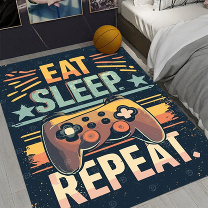 Modern Gaming Arcade Design Non-Slip Area Rug Rectangle Washable Home Carpet