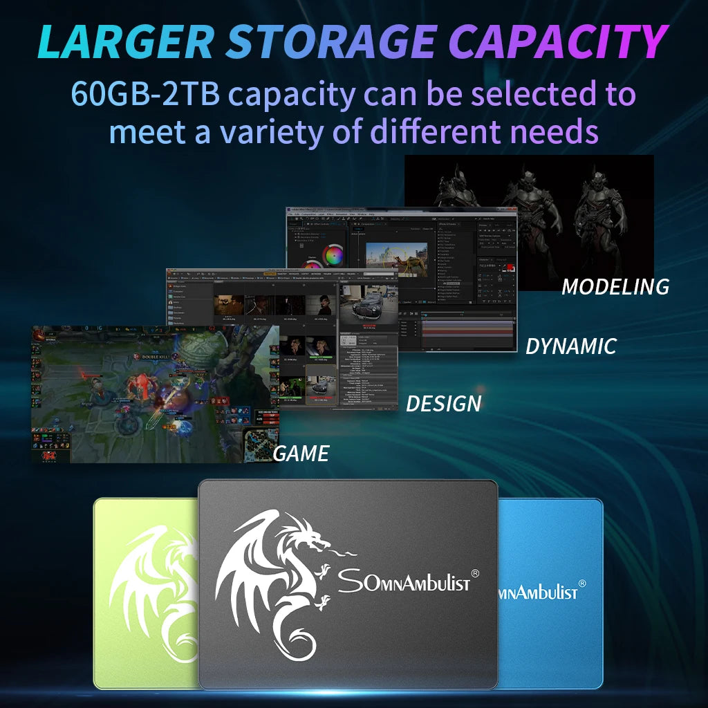 Somnambulist SATA3 2.5″ Solid State Drive — Multiple Capacity Options (120GB / 240GB / 256GB / 480GB / 512GB)