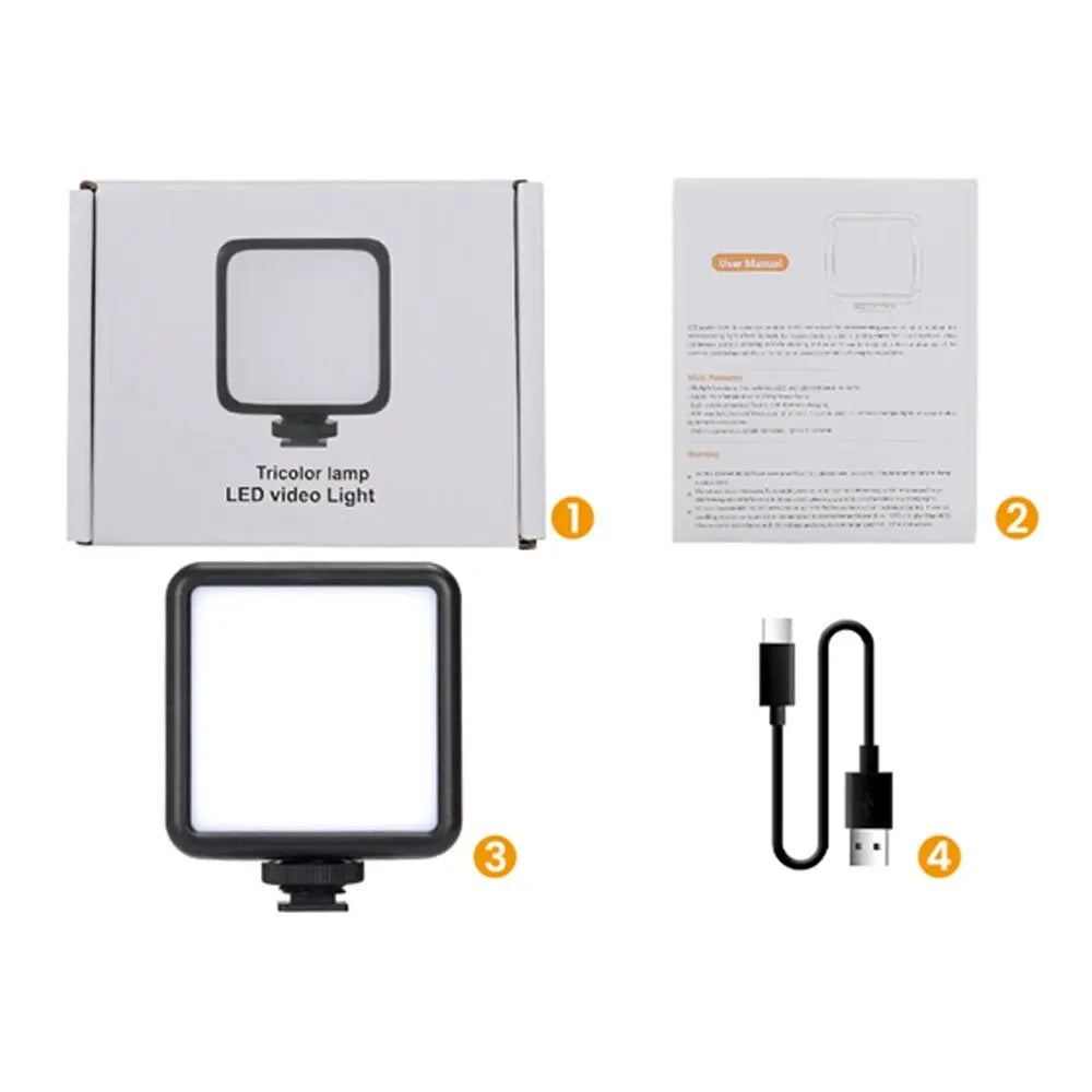 Mini LED Camera Video Light On-Camera Dimmable Vlogging Light with Cold Shoe Mounts