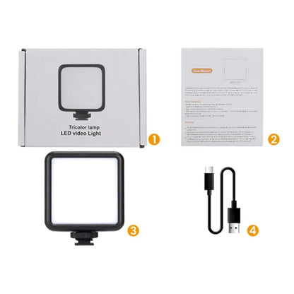 Mini LED Camera Video Light On-Camera Dimmable Vlogging Light with Cold Shoe Mounts