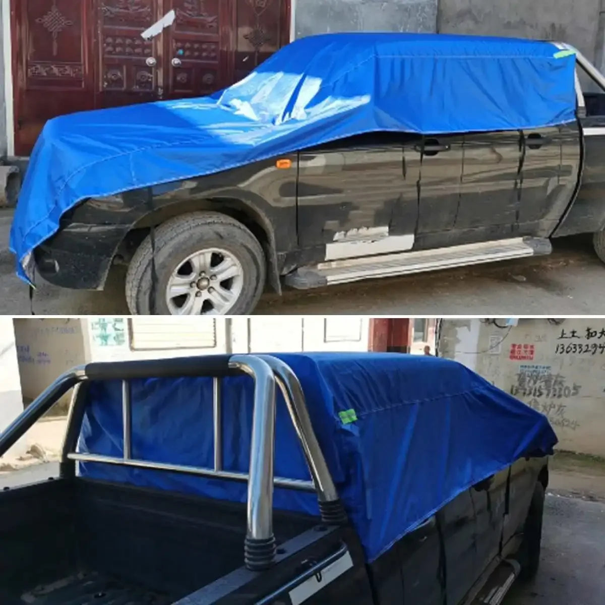 Polyester Outdoor Car Half Cover – Universal Fit for Sedan, SUV, Hatchback & Pickup, All-Weather Protection