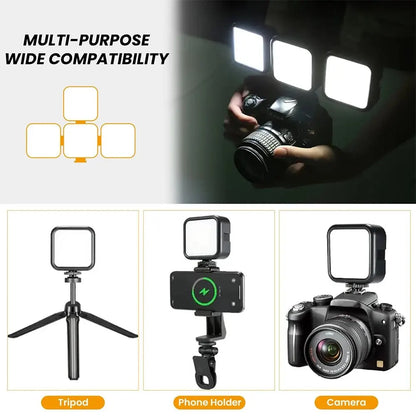Mini LED Camera Video Light On-Camera Dimmable Vlogging Light with Cold Shoe Mounts