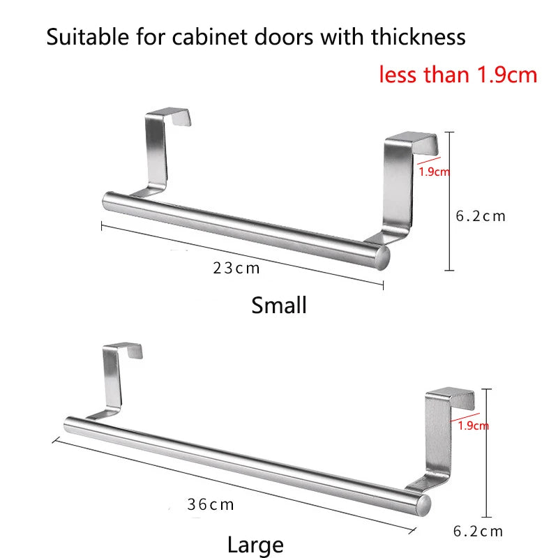 Kitchen Cabinet Door Towel Bar Stainless Steel Punch-free Hooks