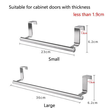 Kitchen Cabinet Door Towel Bar Stainless Steel Punch-free Hooks