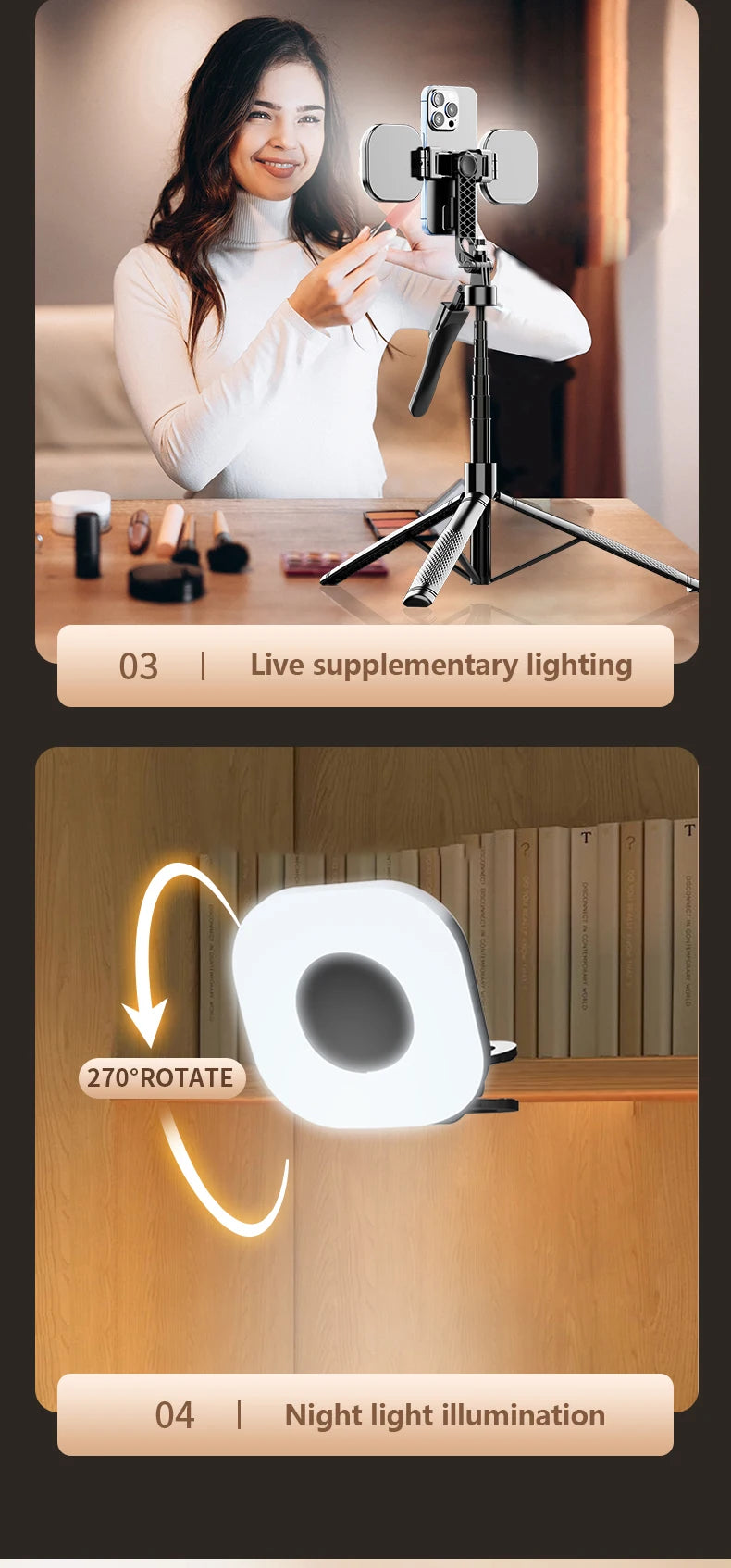 Portable Beauty Fill Light Pocket LED Selfie Light with Clip for Live Streaming & Photos