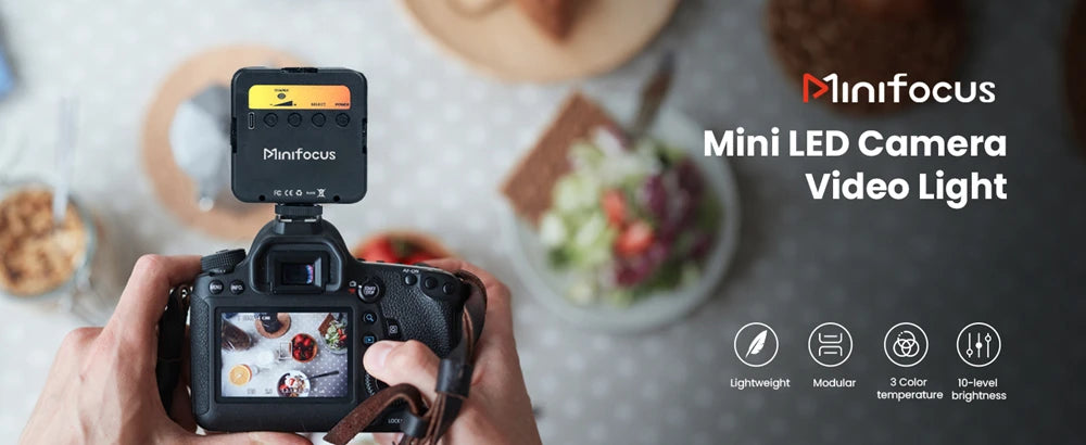 Mini LED Camera Video Light On-Camera Dimmable Vlogging Light with Cold Shoe Mounts