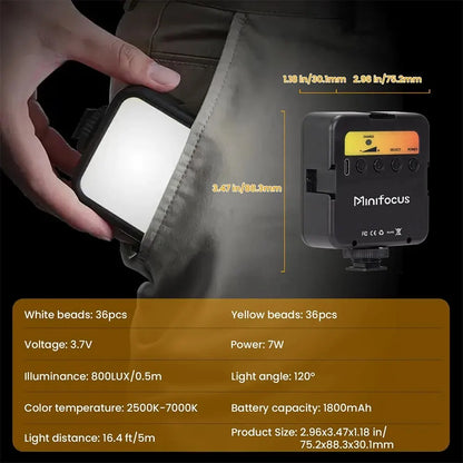 Mini LED Camera Video Light On-Camera Dimmable Vlogging Light with Cold Shoe Mounts