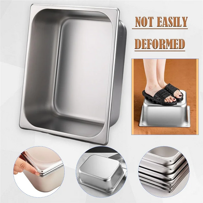 4-Pcs Half-Size Stainless Steel Steam Table Pans – 2.5 Inch Deep Catering Food Pan