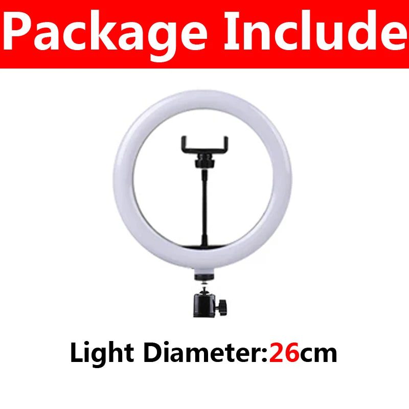 10" LED Ring Light with Tripod – Bi-Color 3200K-5600K, Selfie & Photography Lighting, USB Powered