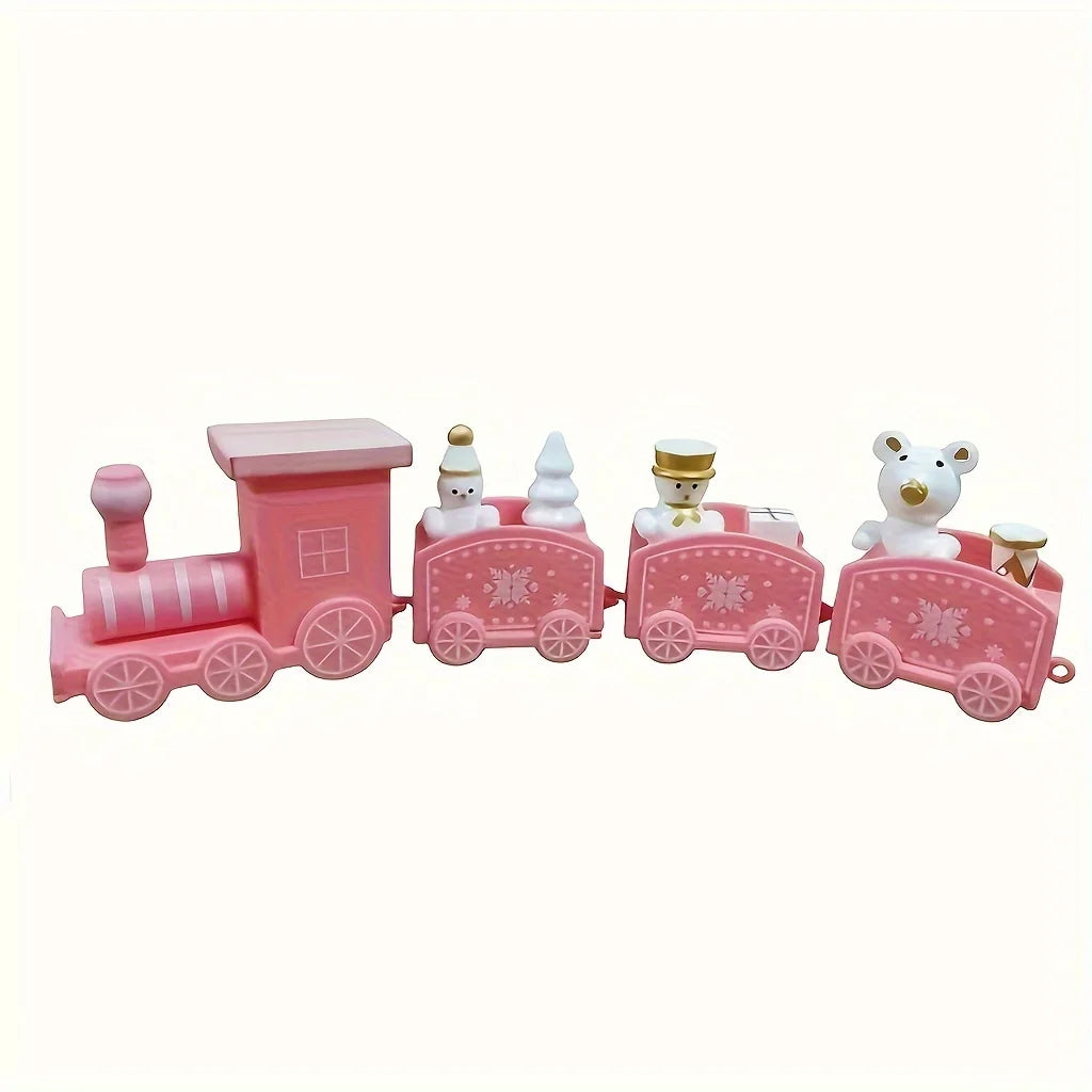 4‑Piece Christmas Plastic Train Ornament Set – Xmas Home Decoration & Kids Gift