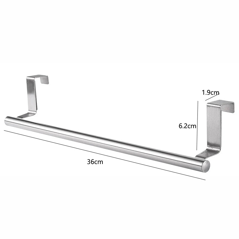 Kitchen Cabinet Door Towel Bar Stainless Steel Punch-free Hooks
