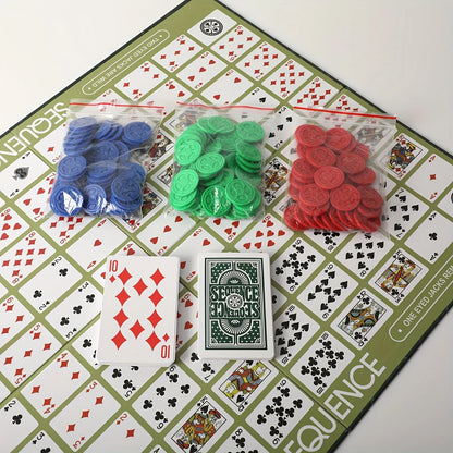 Sequence Strategy Game – Large Board, 2–12 Players, Family & Party Game