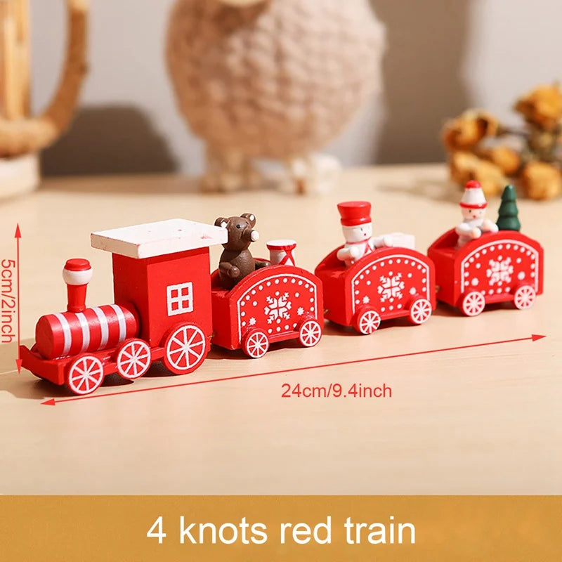 Christmas Wooden Train Set Holiday Decoration Santa Snowman Kids Gift Toy