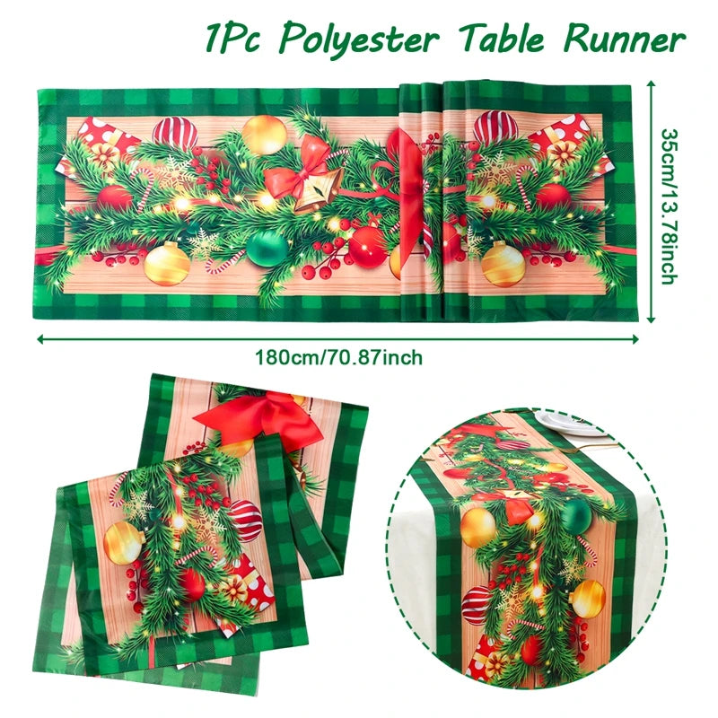 Christmas Table Runner Cloth – Merry Christmas Home Decoration Tablecloth Xmas Ornament