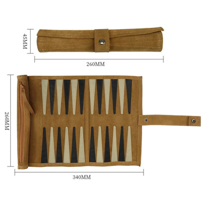 Portable Roll Up Chess & Backgammon Board Game Travel Set PU Leather