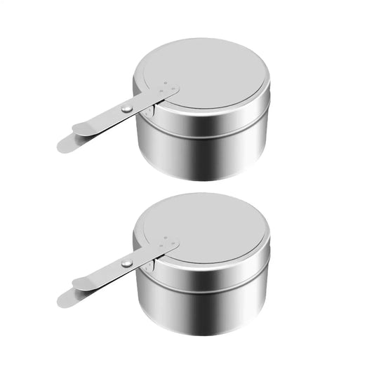 2-Piece Stainless Steel Chafing Fuel Holders with Cover – Buffet Warmer Fuel Canister Set