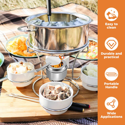 6-Pcs Stainless Steel Chafing Fuel Holder with Safety Cover – Round Buffet Set