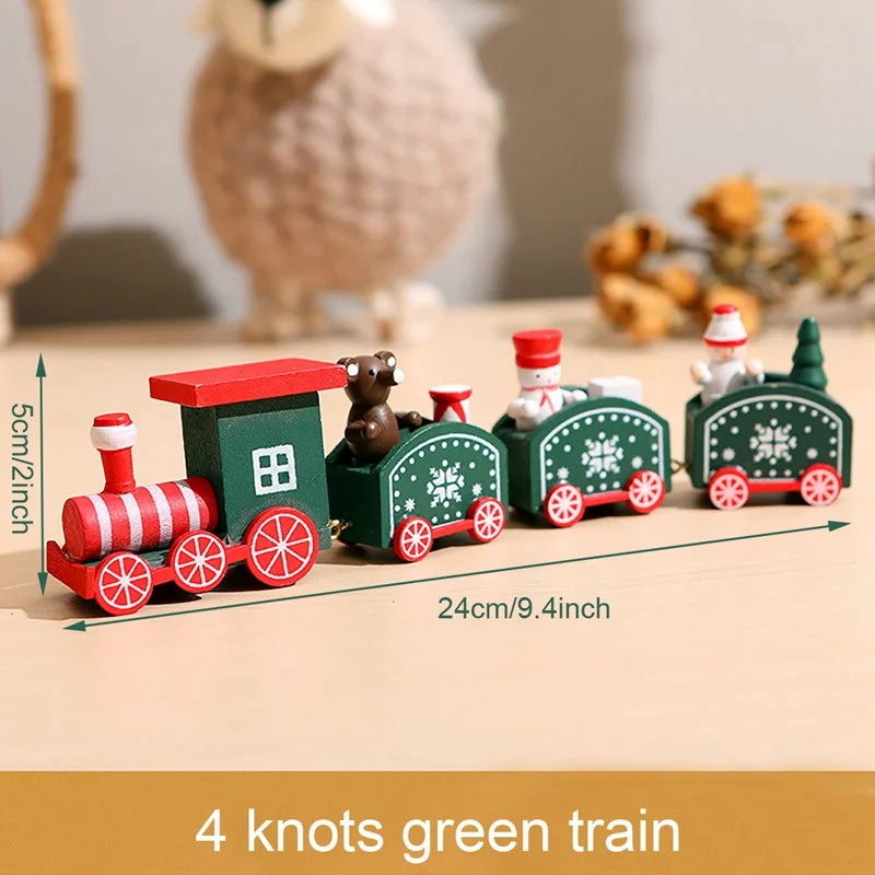 Christmas Wooden Train Set Holiday Decoration Santa Snowman Kids Gift Toy