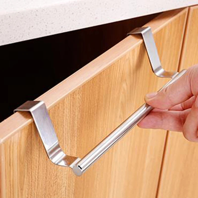 Kitchen Cabinet Door Towel Bar Stainless Steel Punch-free Hooks