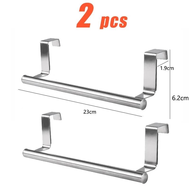 Kitchen Cabinet Door Towel Bar Stainless Steel Punch-free Hooks