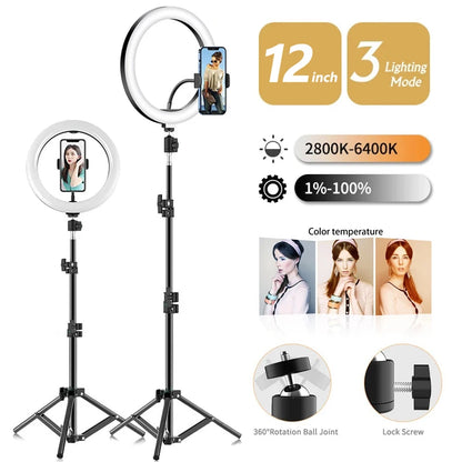 Adjustable LED Ring Light for Photography & Streaming | USB, 3 Sizes, 3 Light Modes
