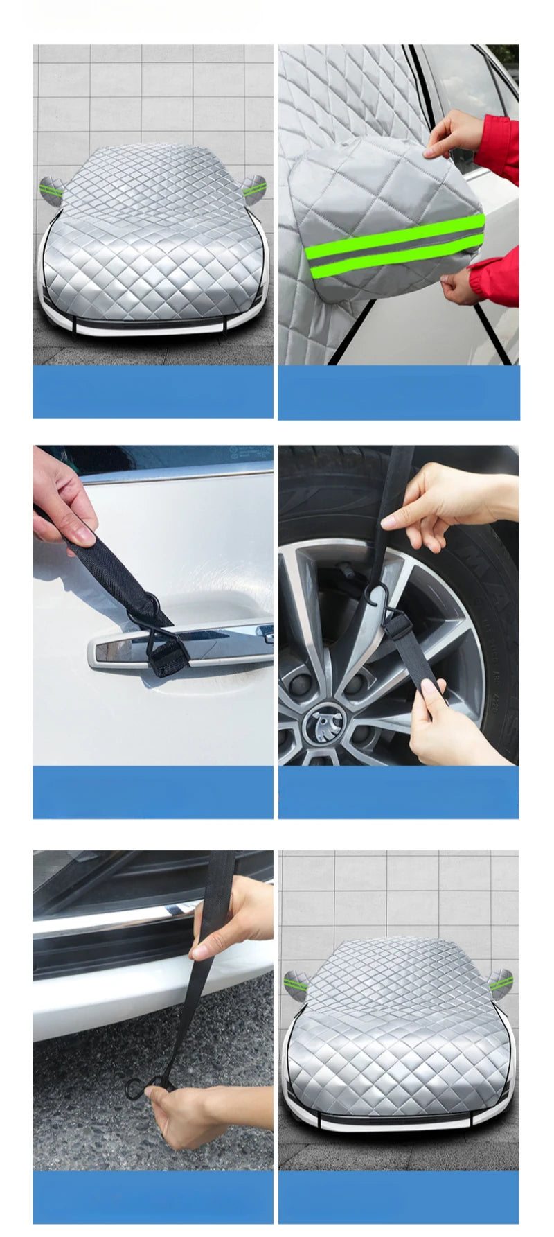 Car Rain Cover & Hail Protector – Waterproof Anti-UV 5-Layer Grid Design Hook Installation