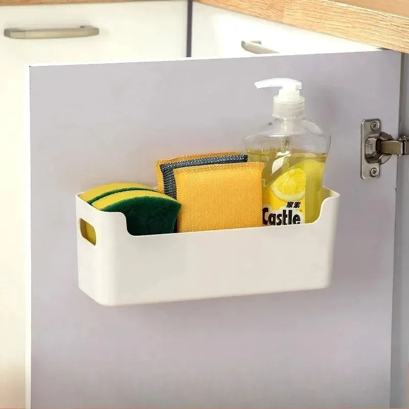 Wall Mounted Adhesive Storage Rack Kitchen Laundry Bedroom Sink Organizer