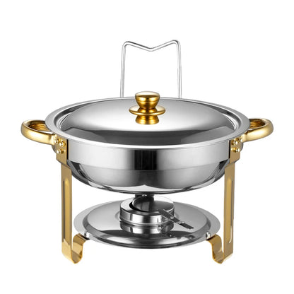 5QT Stainless Steel Chafing Dish Buffet Set – Round with Lid & Warmers for Party
