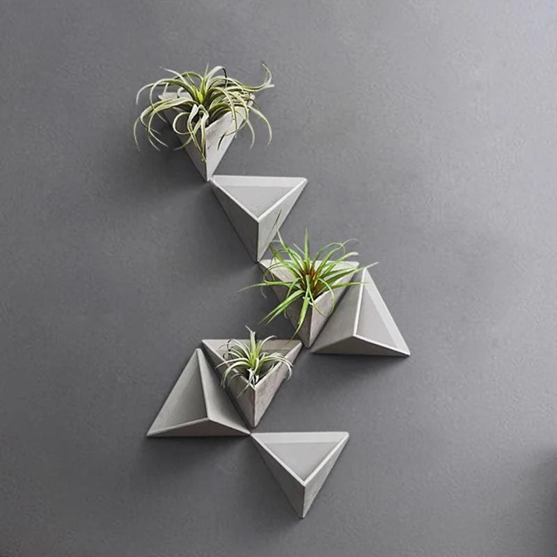 Modern Cement Wall Vase Planter – Decorative Hanging Indoor Flower Pot