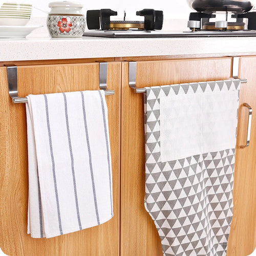 Kitchen Cabinet Door Towel Bar Stainless Steel Punch-free Hooks