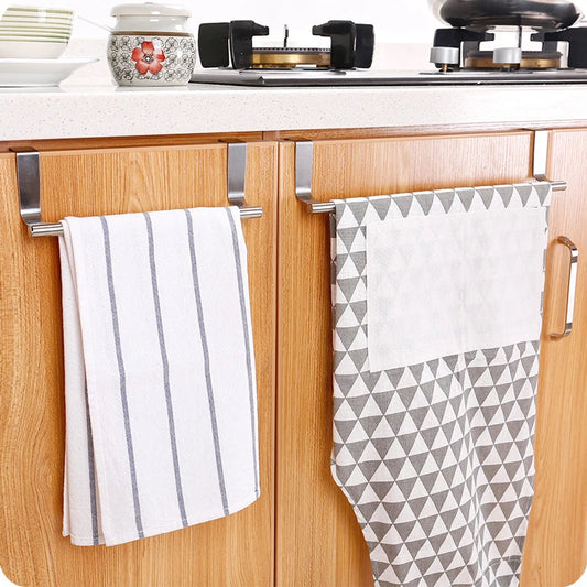 Kitchen Cabinet Door Towel Bar Stainless Steel Punch-free Hooks
