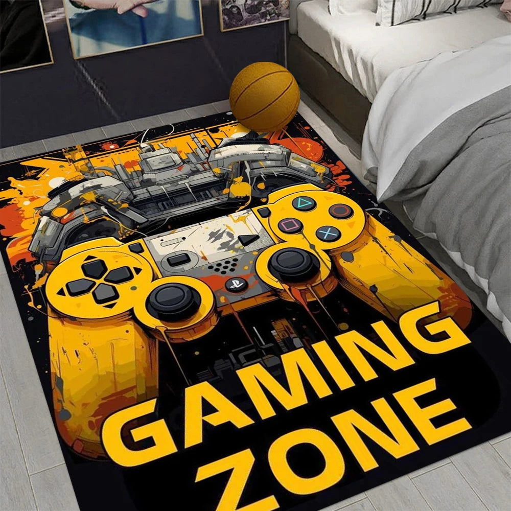 Modern Gaming Arcade Design Non-Slip Area Rug Rectangle Washable Home Carpet